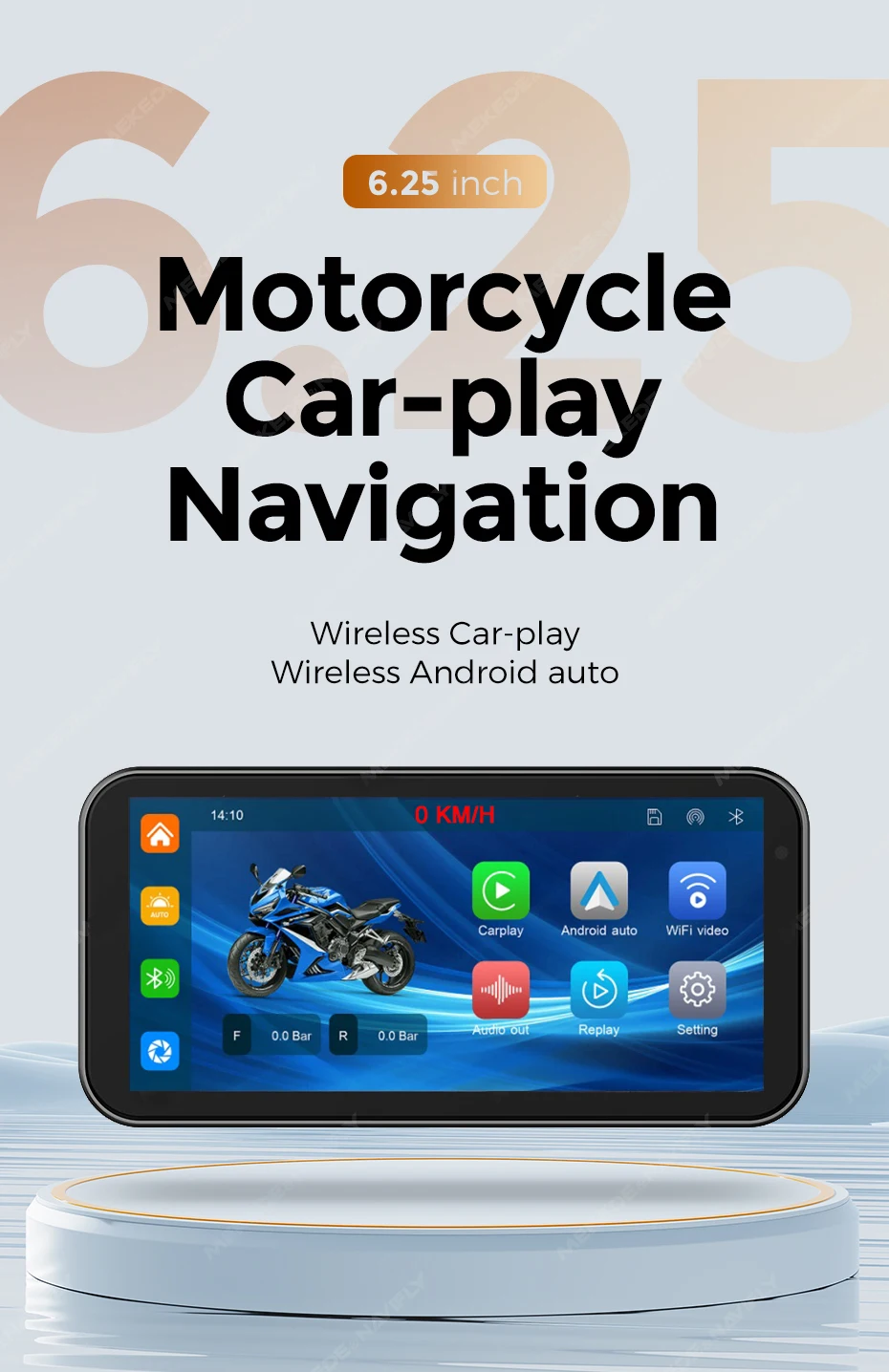Écran de navigation CarPlay Android Auto moto monté POUR MOTO