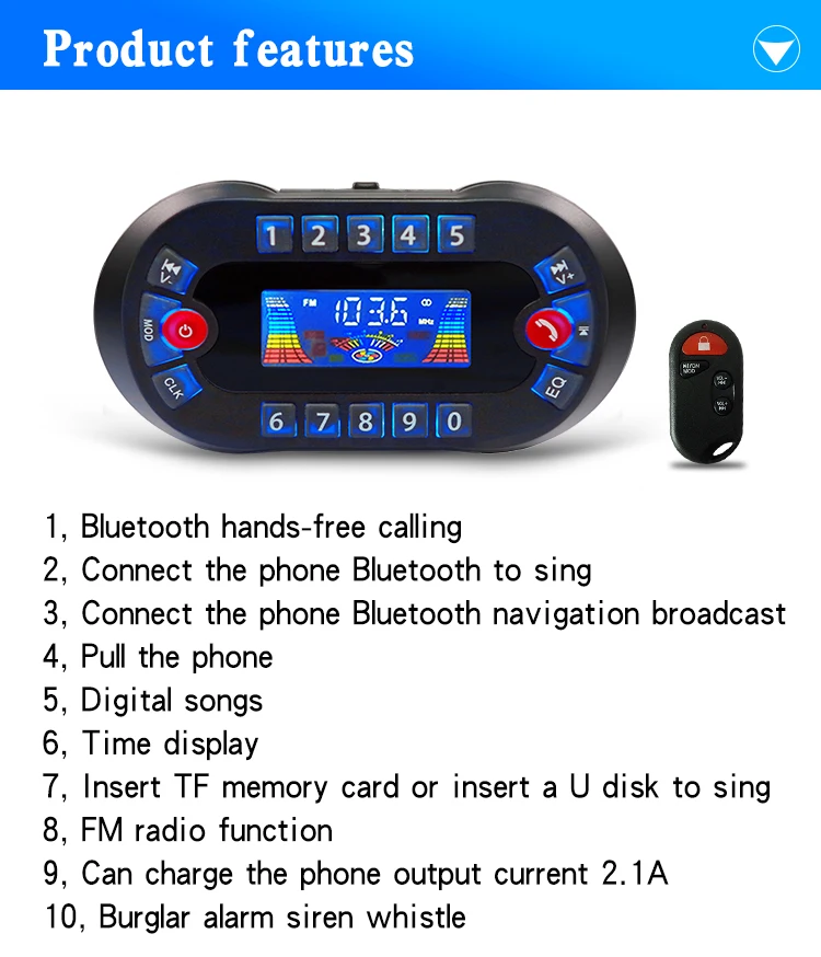 Système audio Bluetooth pour moto avec moniteur LCD et télécommande POUR MOTO