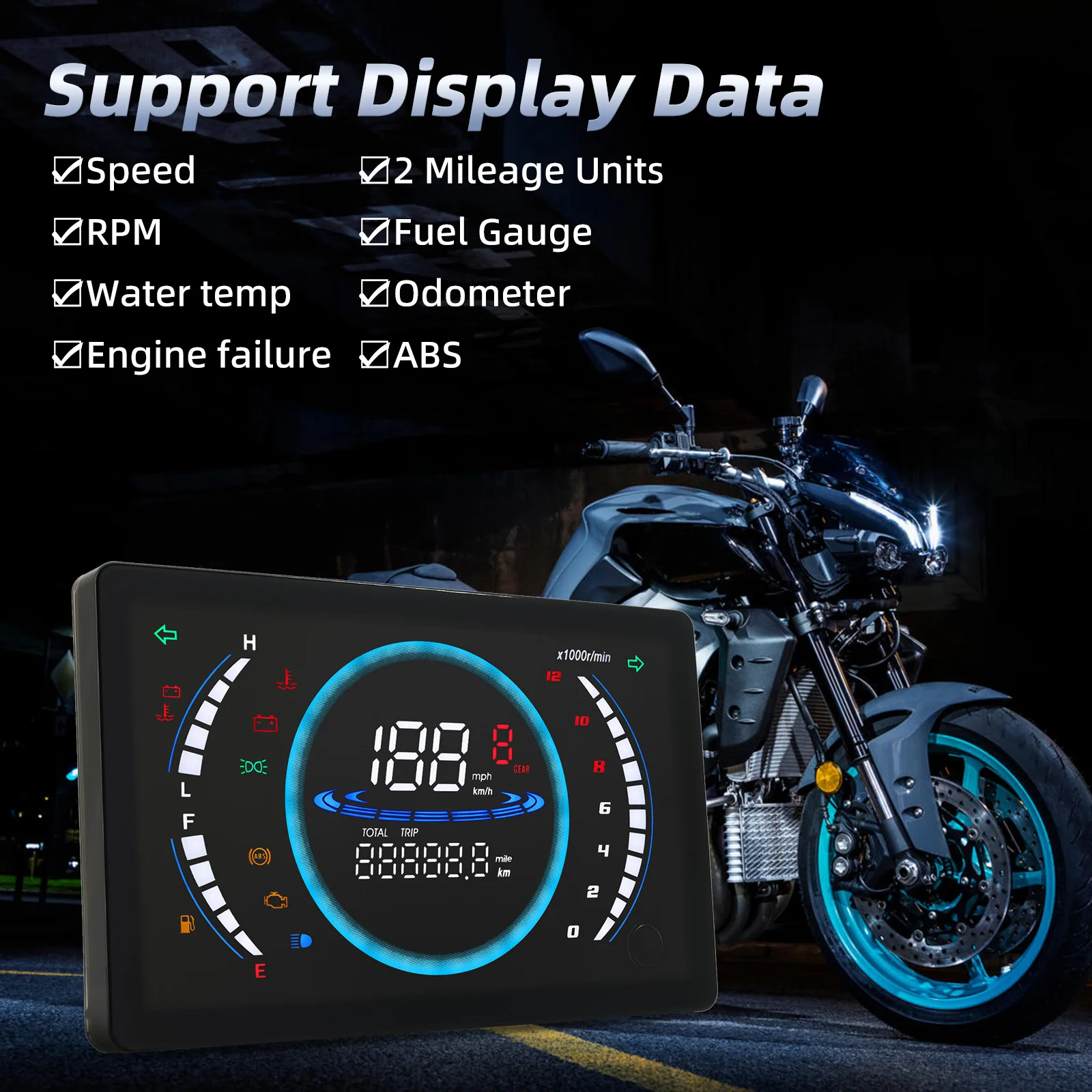 Waterproof Motorcycle Digital Speedometer 7 inch + Digital Odometer FOR MOTORCYCLE – model s78 Waterproof Motorcycle Digital Speedometer 7 inch + Digital Odometer FOR MOTORCYCLE - model s78