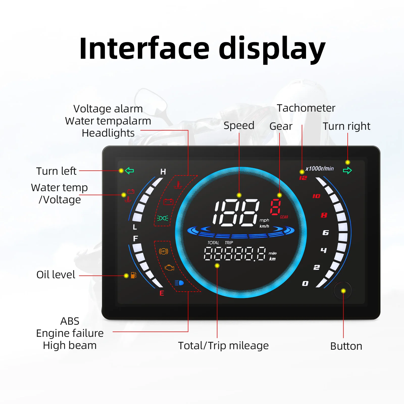 Waterproof Motorcycle Digital Speedometer 7 inch + Digital Odometer FOR MOTORCYCLE – model s78 Waterproof Motorcycle Digital Speedometer 7 inch + Digital Odometer FOR MOTORCYCLE - model s78