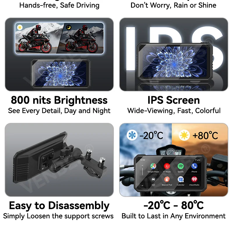 Écran de navigation moto étanche IP67 pour moto