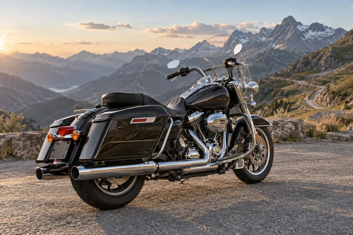Harley-Davidson Road King avec double échappement et valises