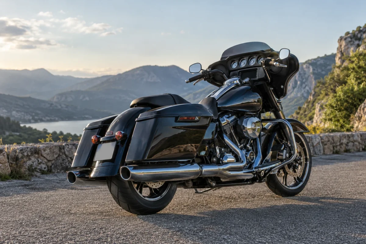 Échappement Harley Street Glide double 2-1-2 sous les valises